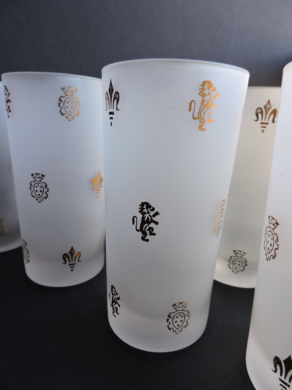 Vintage Frosted Drinking Glasses Set of 8 Mardi Gras Retro Etsy