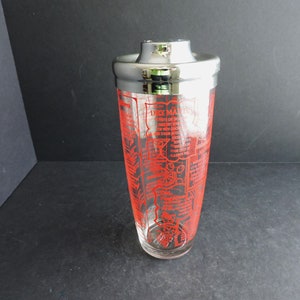 Vintage Cocktail Shaker with Drink Recipes Barware Martini Drink Mixer Silver Top Strainer GreenTreeBoutique