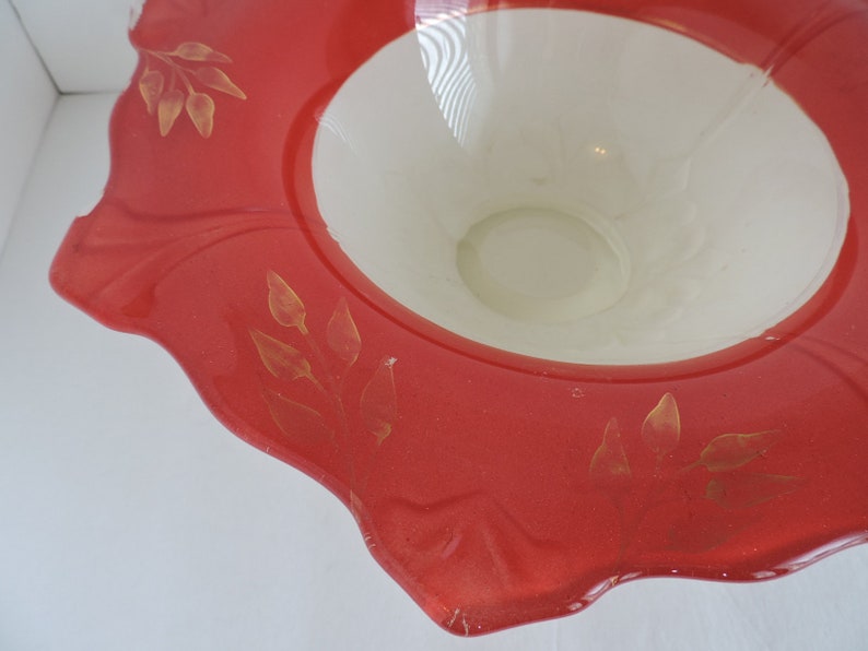 Scalloped Pedestal Dish 1920/'s Red Frosted Glass Compote Bowl Fruit Dessert Server GreenTreeBoutique Ruby Flash Serving Bowl