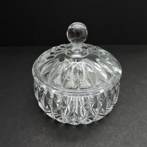 Crystal Candy Dish Vintage Faceted Clear Glass Candy Bowl with Lid GreenTreeBoutique