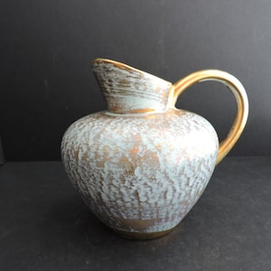 Stangl Pottery Gold and Blue Pitcher Vintage 1970&#39;s Kitchen Decor GreenTreeBoutique