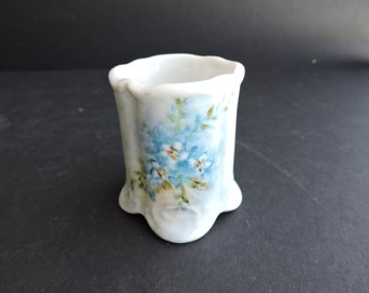 Toothpick Holder Hand Painted Porcelain Small Antique Collectible Container GreenTreeBoutique