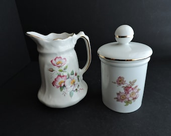 Primrose Keramikkrug und Deckelgefäß mit Blumenmuster, Küchenaufbewahrung, GreenTreeBoutique