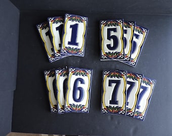 Mexican Hand Painted Ceramic Tiles for House Address Curb Appeal Pottery Numbers GreenTreeBoutique