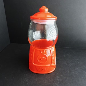 Red Glass Bubble Gum Candy Jar Candy Dispenser Storage GreenTreeBoutique
