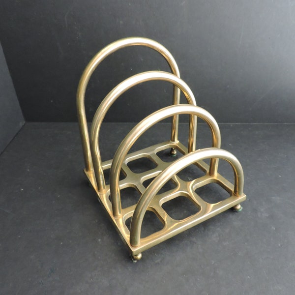 Vintage Brass File Holder Desk Organizer | Letter Bill Caddy for Office | GreenTreeBoutique