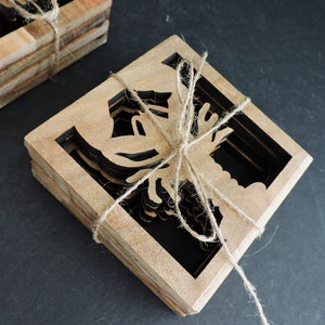 Lobster Acacia Wood Coasters Beach Coffee Table Decor GreenTreeBoutique