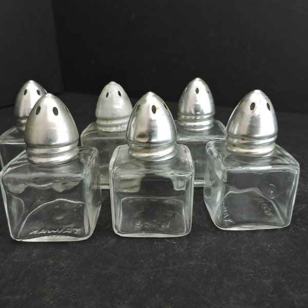 Mini Salt & Pepper Shakers Set of 6 | Individual Salt Server Collection | Clear Glass with Silver Top Condiment Shakers | GreenTree