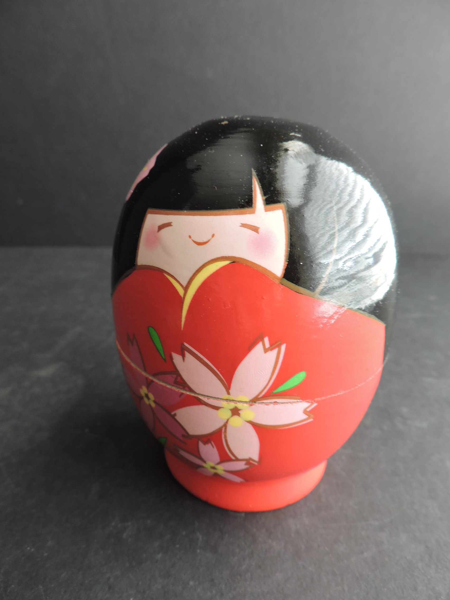 Poupées Matriochka Poupée Matriochka Japonaise 5 Pièces - Kokeshi En Kimono, Bois Naturel Peint Main Kokeshi Geisha