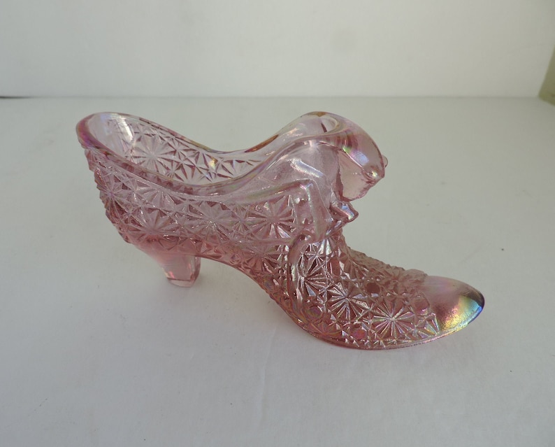 Fenton Glass Shoe Collectible Pink Daisy And Button Figurine Etsy