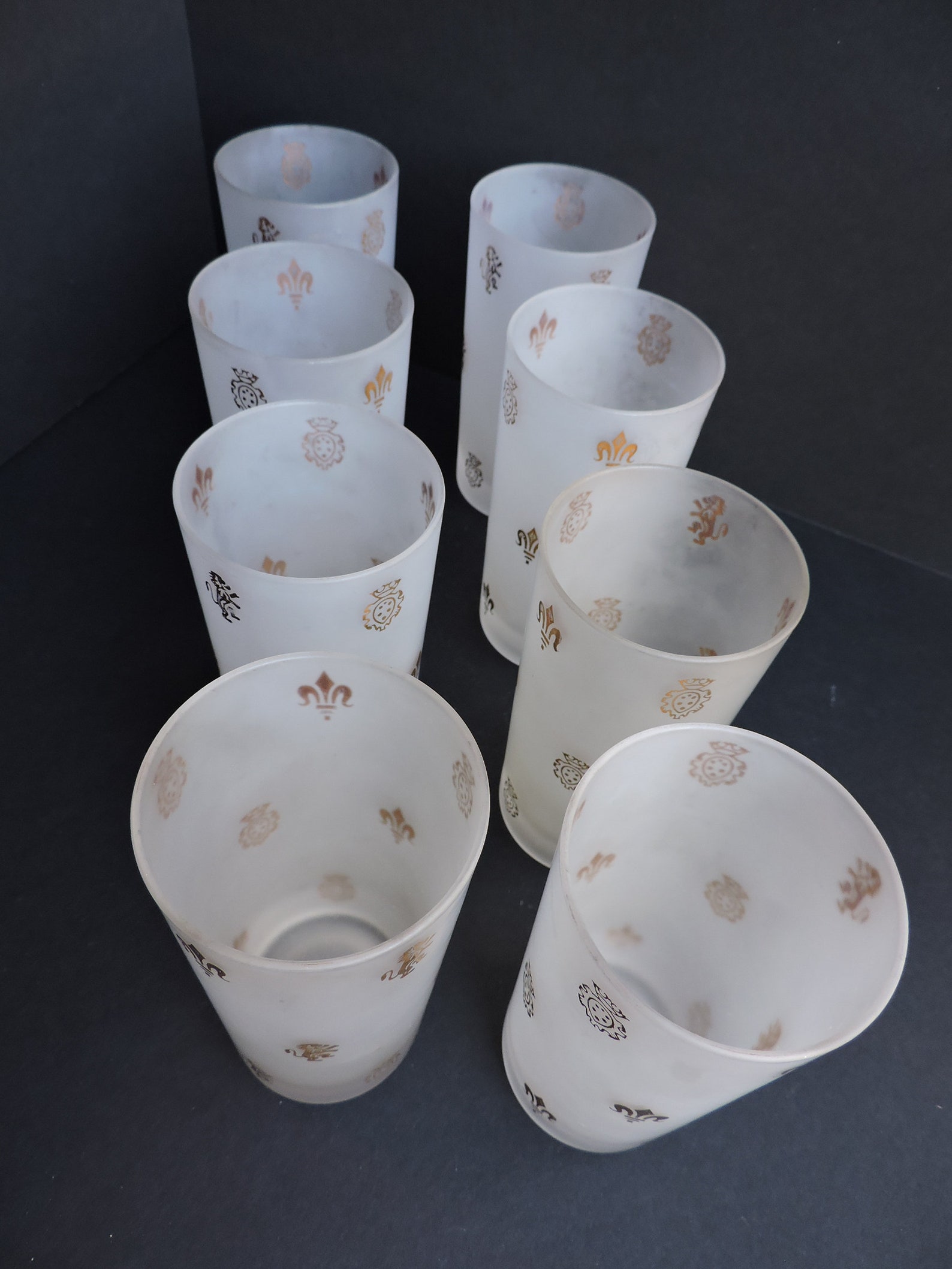 Vintage Frosted Drinking Glasses Set of 8 Mardi Gras Retro Etsy