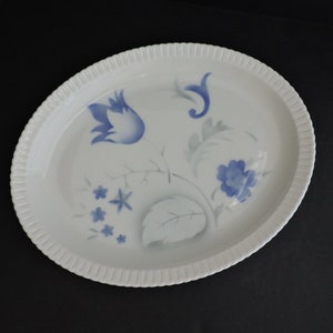 Plato azul y blanco Syracuse, plato floral vintage con borde de concha, juego de decoración de cerámica para cocina, accesorio GreenTreeBoutique