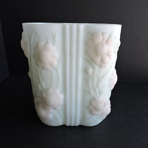 Phoenix Glass Vase Frosted Satin Vintage 1920&#39;s Pink Cosmos Flower Holder Table Decor | GreenTreeBoutique