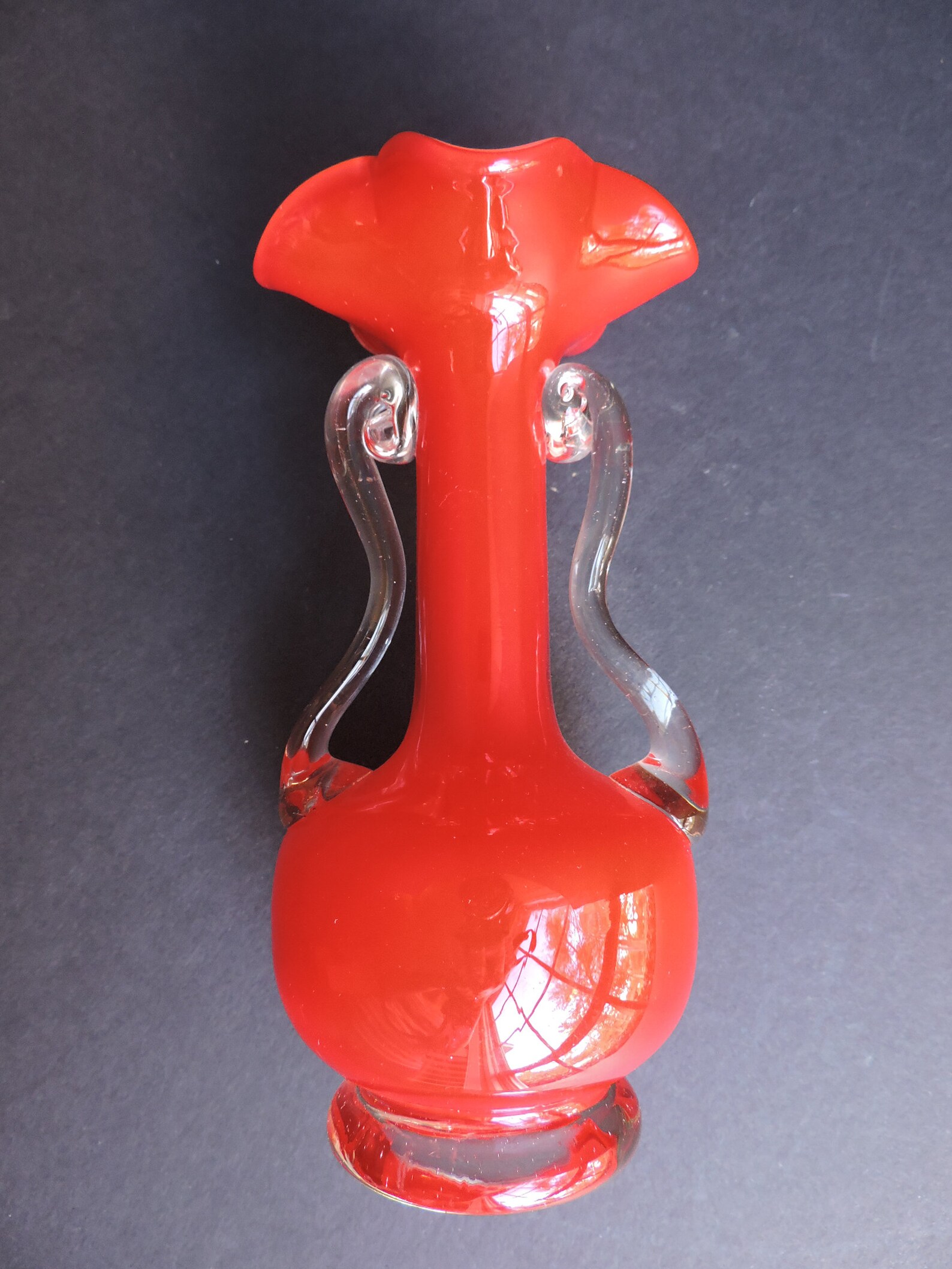 Red Glass Vase Hand Blown Glass Flower Holder Artisan Bud Etsy