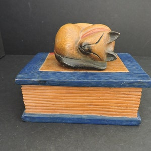 Decorazione in legno con gatto intagliato, tavolino da caffè, scatola portaoggetti GreenTreeBoutique