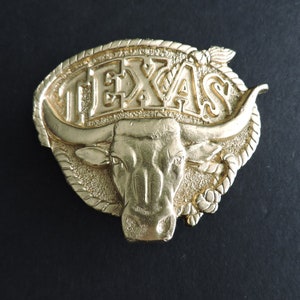 Texas Longhorn Gold Tone Belt Buckle Western Rodeo Jeans Accessories GreenTreeBoutique