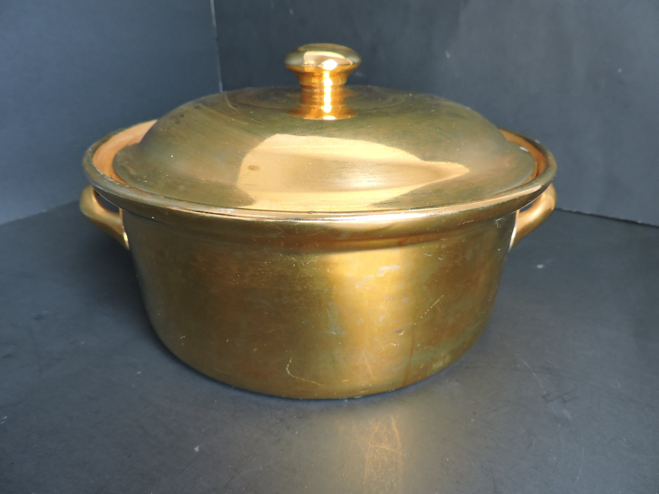 Hall China Gold Casserole Dish Double Handle Gilded Etsy