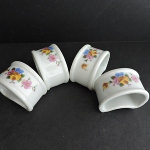 Floral Ceramic Napkin Rings Set of 4 Flowers Dining Table Setting GreenTreeBoutique
