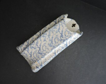 Blue Spongeware Pottery Container Spatter Paint Vase or Bag Holder Wall Pocket Kitchen Decor GreenTreeBoutique