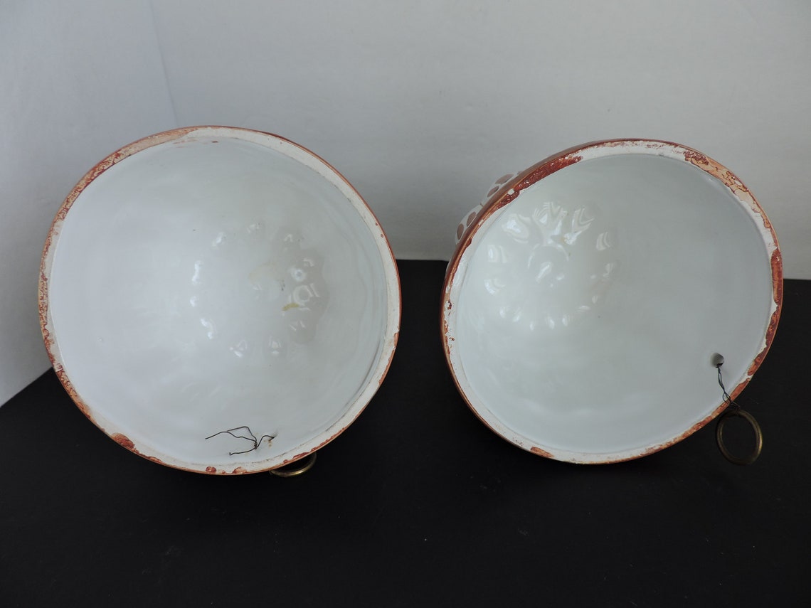 Ceramic Gelatin or Bread Molds Pair Vintage Hand Painted Etsy