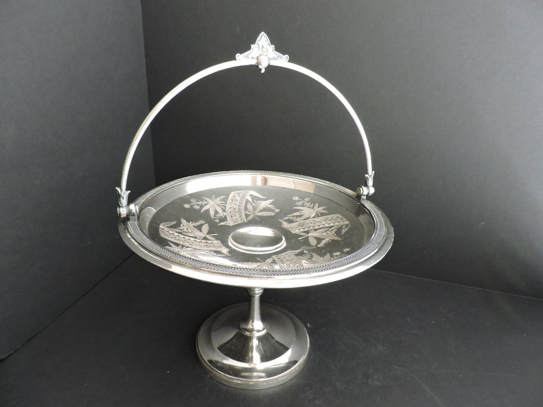 Meriden Antique Silver Bridal Basket With Movable Handle Victorian