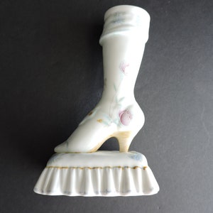 Porcelain Shoe Vase Hand Painted Collectible Ceramic Shoe Vintage Pink Floral Boot Souvenir Figurine Decor GreenTreeBoutique