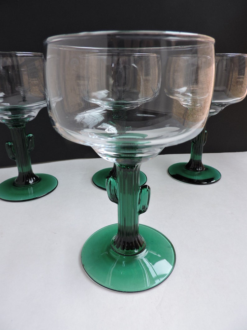 Margarita Glasses Green Cactus Stem Set of 8 Libbey Etsy