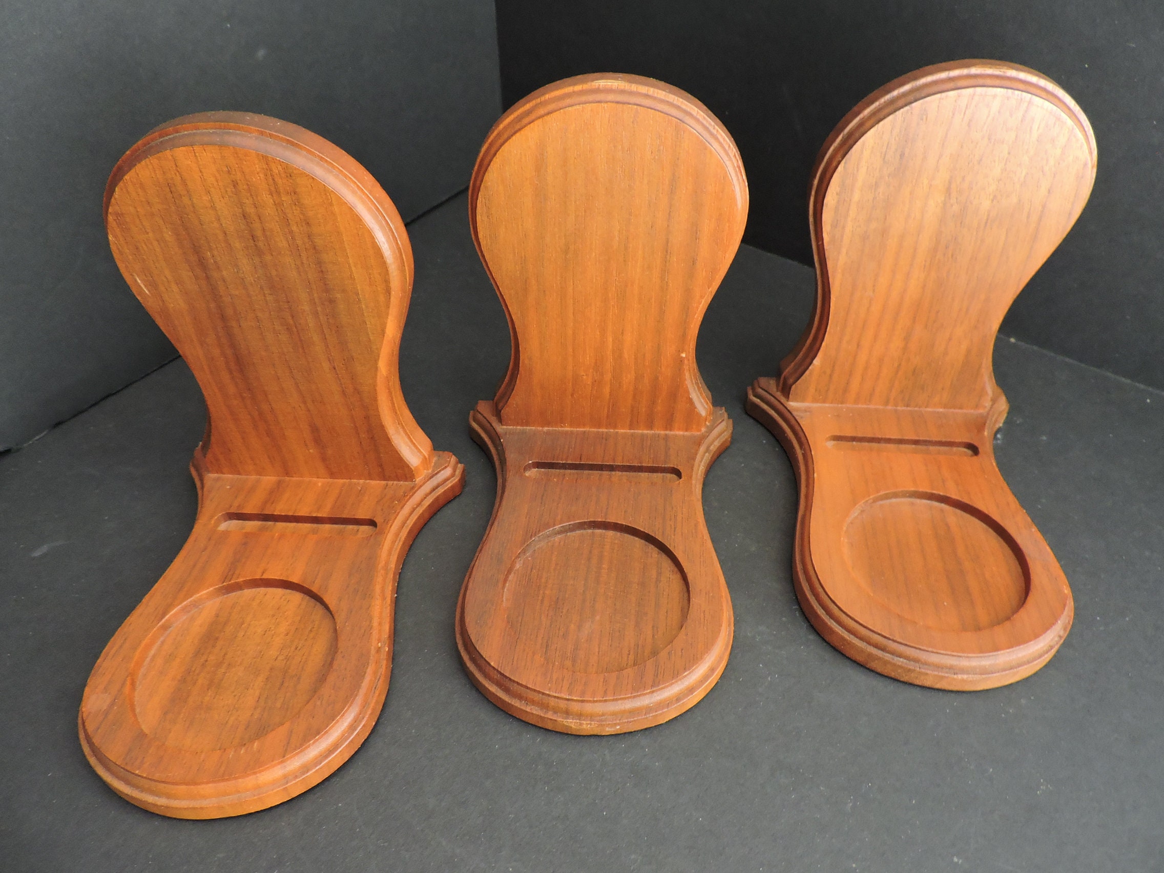 Wooden Cup & Saucer Display Stands Set of 3 Kitchen Walnut Etsy