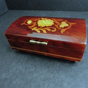 Music Box Inlaid Wood Italy Reuge Swiss Musical Jewelry Storage Plays It&#39;s a Small World Trinket Box GreenTreeBoutique