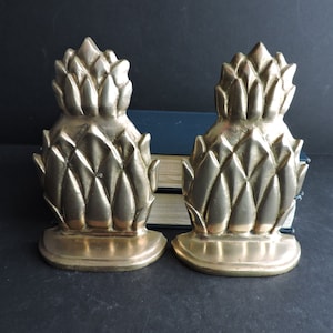 Vintage Messing Ananas Buchstützen Goldene Buchhalter Verzierte Gold Bücherregal Dekor GreenTreeBoutique