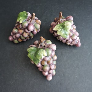 Grape Pods Salt & Pepper Shakers Set of 3 Vintage Purple Condiment Server Table Ware GreenTreeBoutique