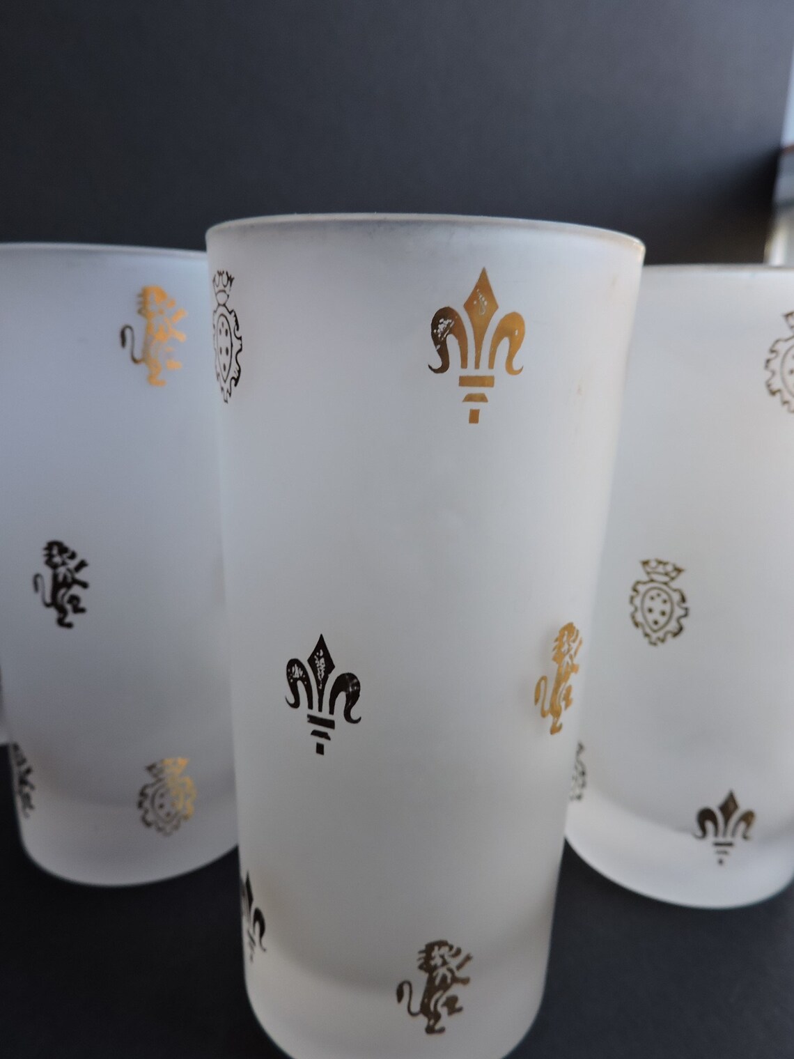 Vintage Frosted Drinking Glasses Set of 8 Mardi Gras Retro Etsy