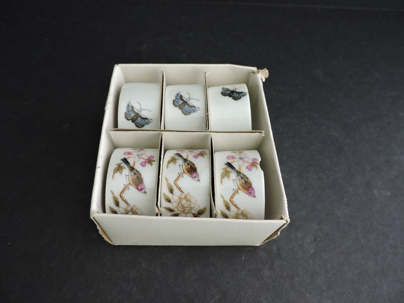 Ceramic Bird Napkin Rings Set of 6 Floral Dining Tableware GreenTreeBoutique image 3