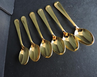Gold Demitasse Spoons Vintage Party Set Golden Flatware Small Coffee Stirrers GreenTreeBoutique