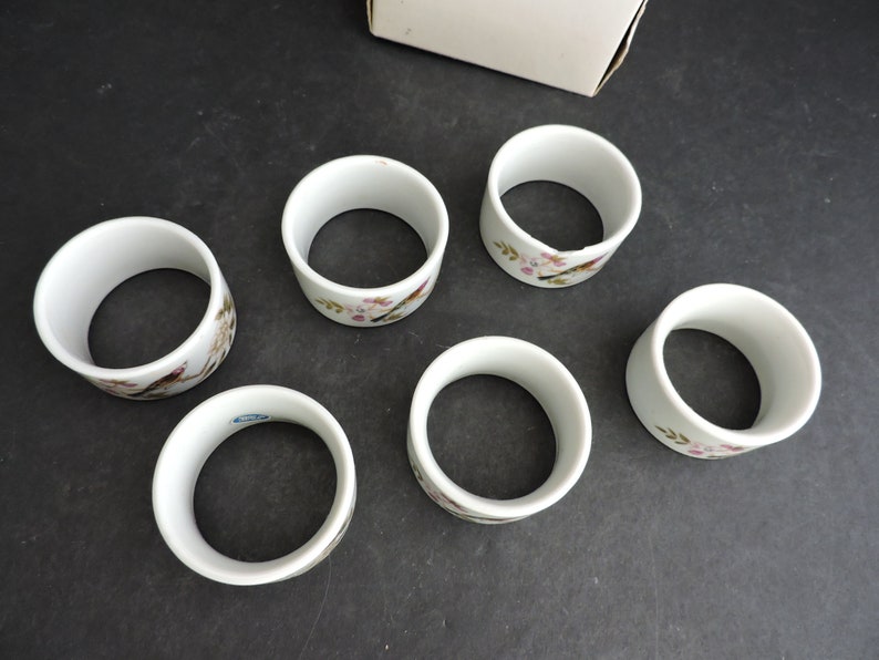 Ceramic Bird Napkin Rings Set of 6 Floral Dining Tableware GreenTreeBoutique image 4