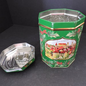 Musical Sugar Cookie Tin Vintage Green Metal Canister Kitchen Storage Holiday Gift Box GreenTreeBoutique