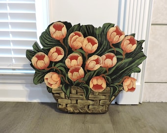 Parascintille in legno dipinto a mano con motivo floreale, protezione per camino GreenTreeBoutique