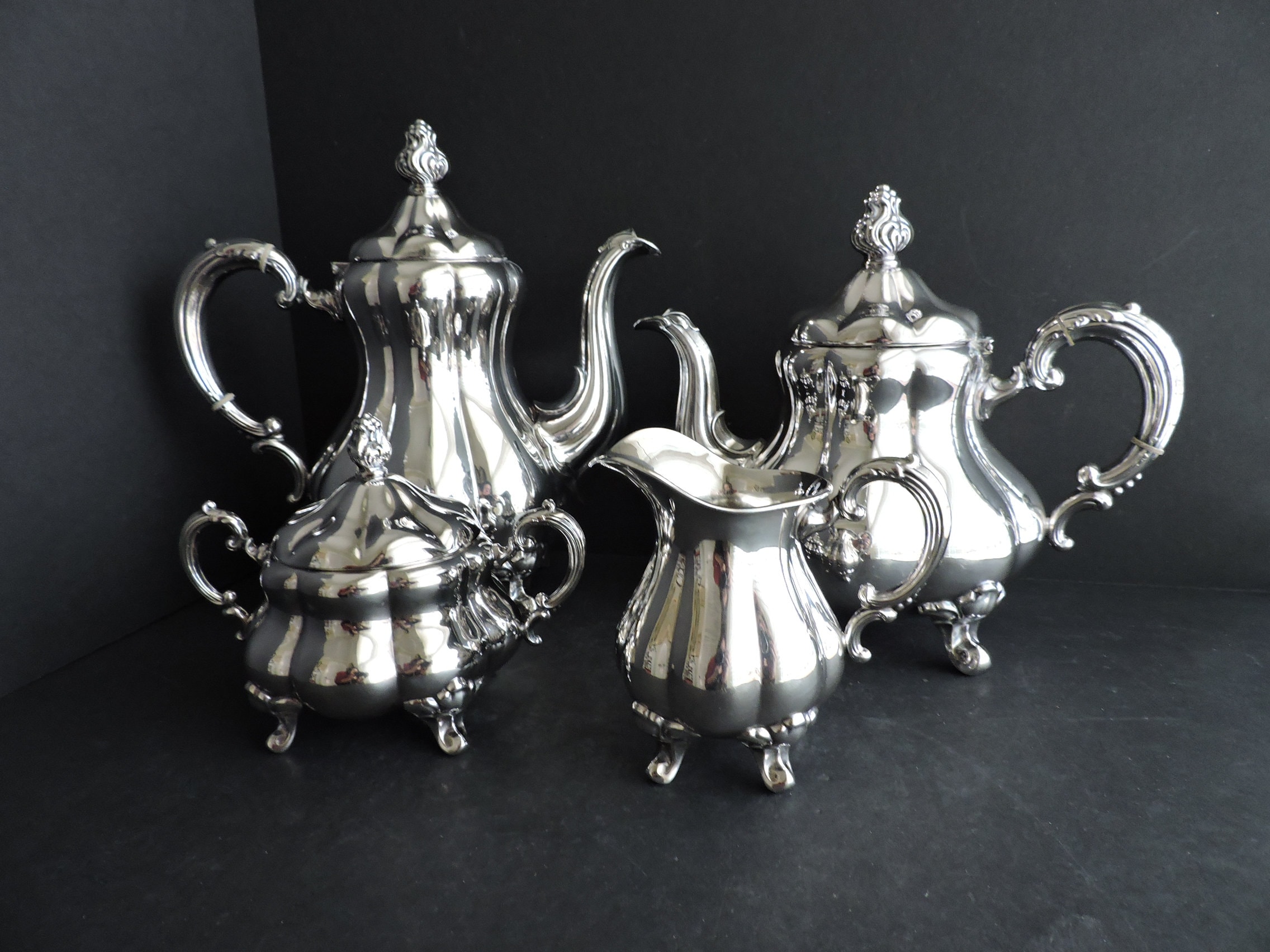 Alpacca Silver Plate Tea Set Cream & Sugar Vintage 4 Pieces
