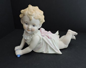 Ceramic Piano Baby Large Figurine | Vintage Porcelain Collectible | Bookshelf Decor | GreenTreeBoutique