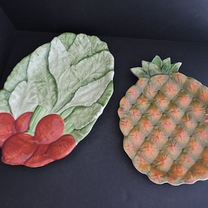 Bunte Ananas oder Radieschen Platte Küche Keramik Servier Dekor Display GreenTreeBoutique
