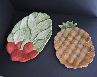 Colorful Pineapple or Radishes Platter Kitchen Ceramic Serving Decor Display GreenTreeBoutique