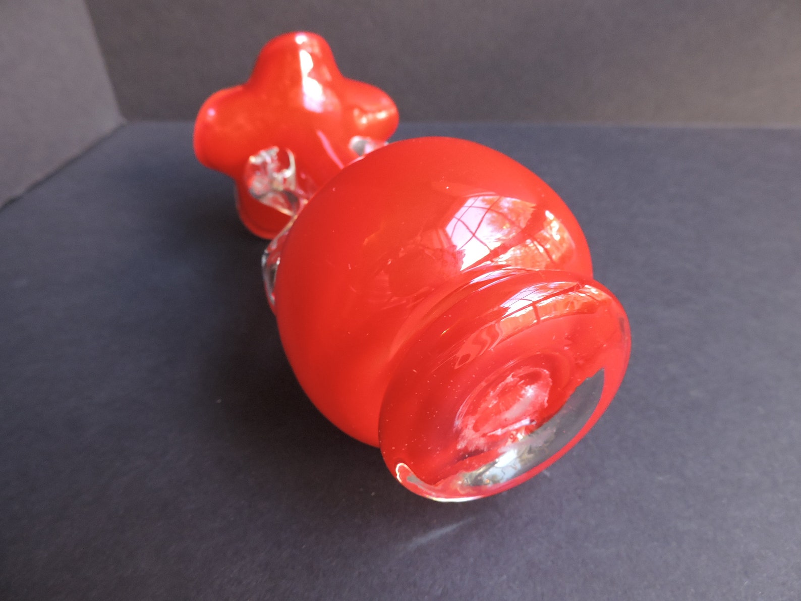 Red Glass Vase Hand Blown Glass Flower Holder Artisan Bud Etsy