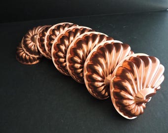 Vintage Set of 5x Alcara Tiny Copper Metal Cake Mould Feves