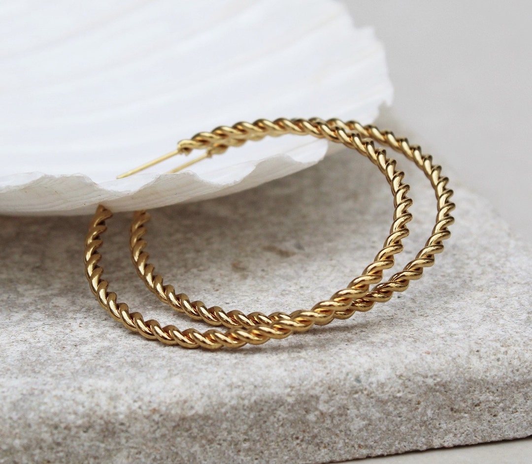 Large Skinny Gold Hoops Big Gold Hoops Large Thin Gold Etsy