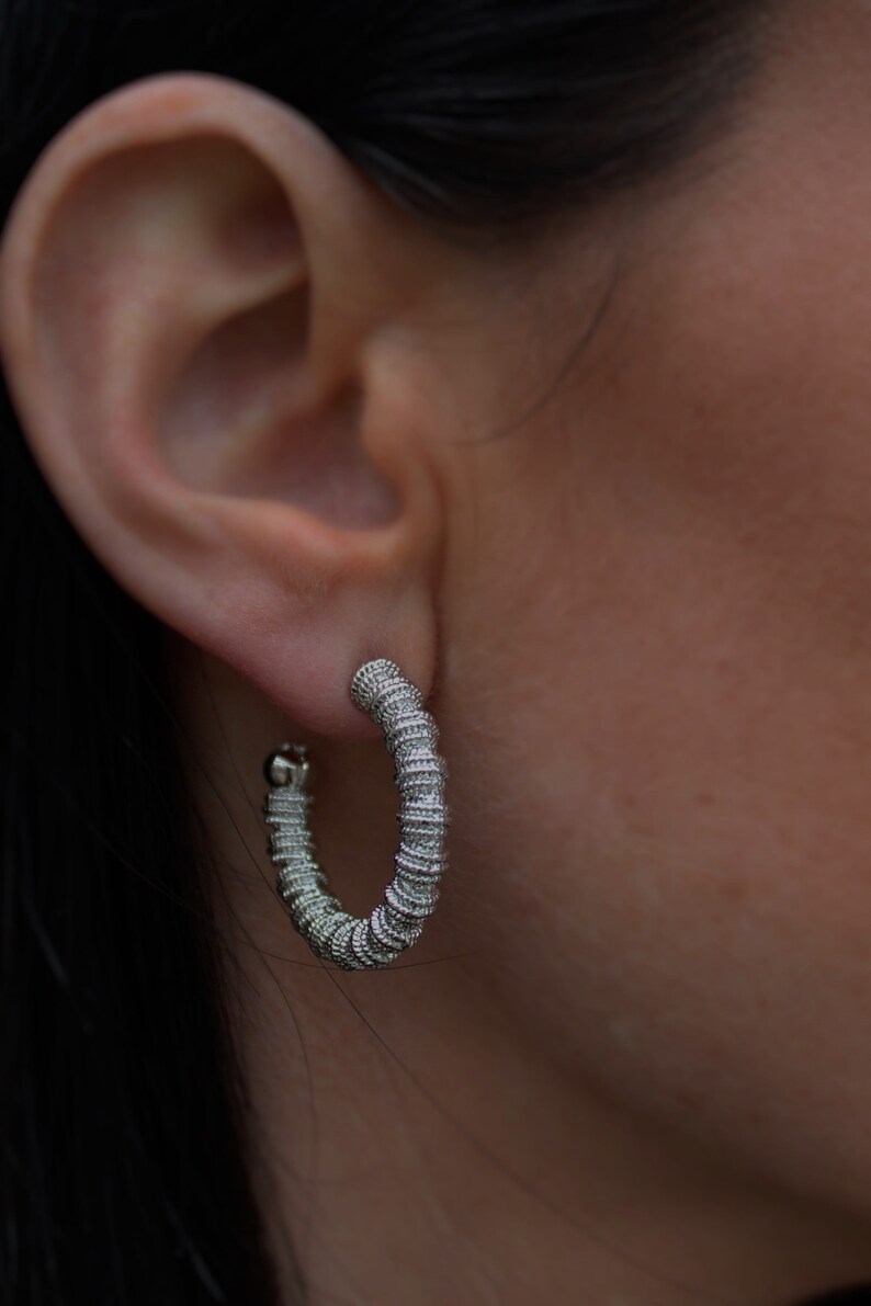 Chunky Silver Hoop Earrings Chunky Hoops Modern Geometric - Etsy