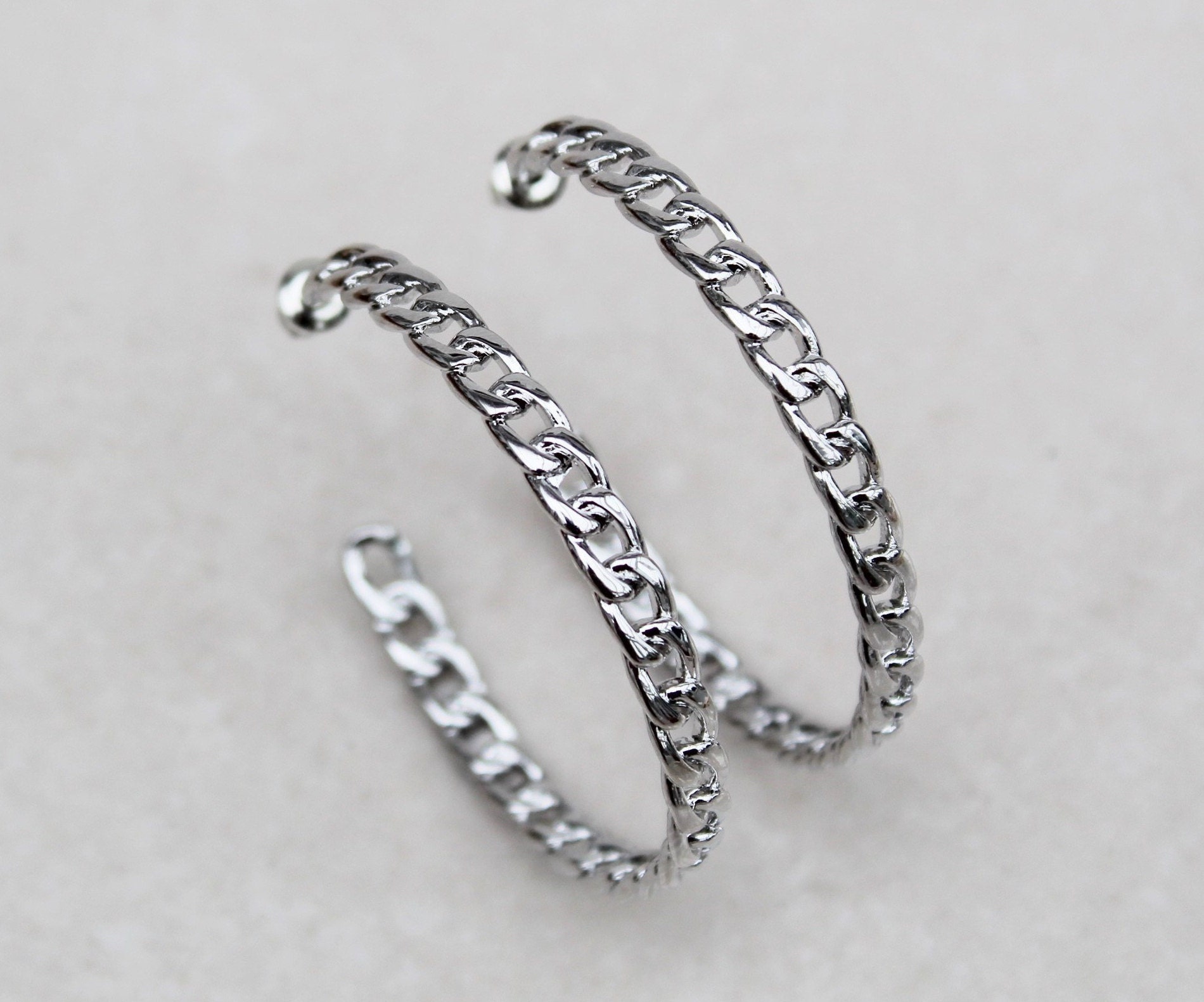 skinny silver hoops