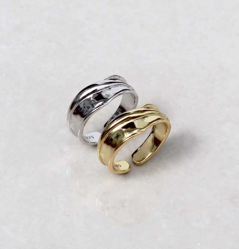 Irregular silver ring , chunky silver ring , organic silver ring , sterling silver 925 ring , geometic ring , adjustable silver ring , uk image 5