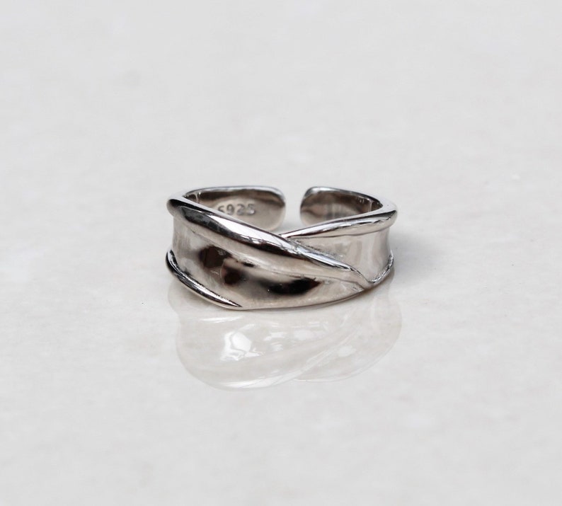 Irregular silver ring , chunky silver ring , organic silver ring , sterling silver 925 ring , geometic ring , adjustable silver ring , uk image 7