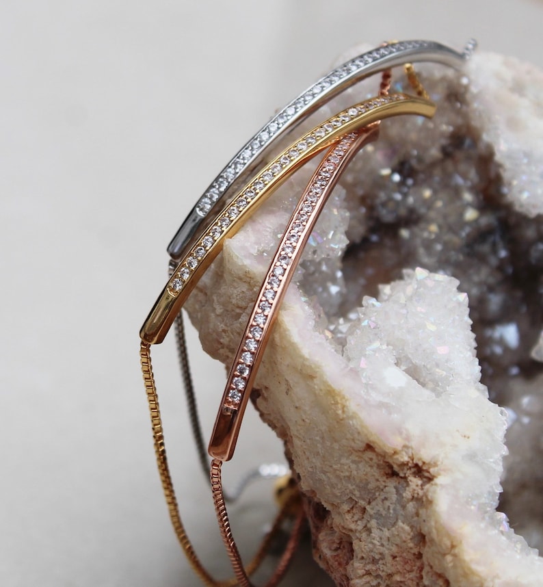 Cubic zirconia line bracelet cz tennis bracelet stacking Etsy