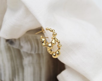 Small organic gold hoops , 14k irregular gold hoops , dainty gold vermeil hoops , simple everyday hoops , modern geometric hoops , uk